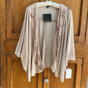 Mark New York champagne sequined Dressy top kimono cardigan